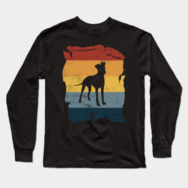 Manchester Terrier Distressed Vintage Retro Silhouette Long Sleeve T-Shirt by DoggyStyles
